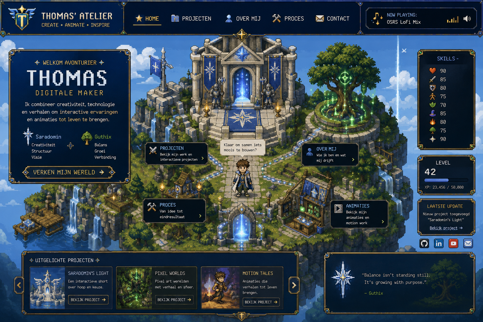 Pixel art fantasywereld van Thomas' Atelier